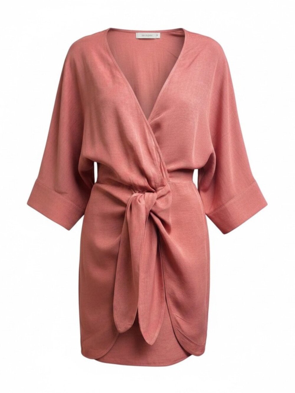 Anthropologie Contessa Pink Puff Sleeve Draped Wrap Cut‎ Out Mini Dress